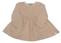 Bielo-medová pruhovaná bavlnená šatová tunika