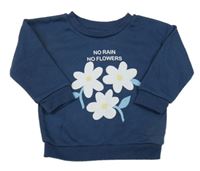 Tmavomodrá mikina s kvetinami Primark