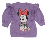 Fialové teplákové šaty s Minnie a volánikmi