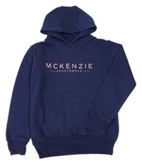 Tmavomodrá mikina s nápisom a kapucňou McKenzie