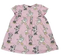 Světlerůžové bavlněné šaty s Minnie Disney
