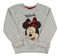 Sivá melírovaná ľahká mikina s Minnie a flitrami Disney