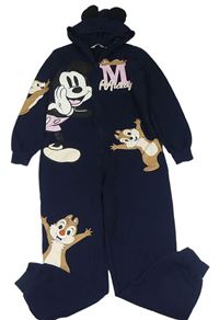 Tmavomodrá tepláková kombinéze s Mickeym a kapucňou H&M