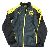 Černo-tmavozeleno-žlutá funkční fotbalová mikina - BVB zn. Puma
