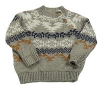 Sivo-bielo-tmavomodrý vzorovaný sveter Monsoon