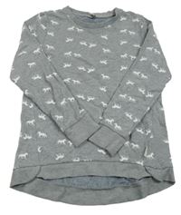 Sivá vzorovaná mikina s koníky Yigga