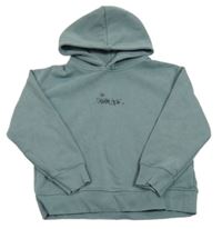 Šedomodrá mikina s nápisom a kapucňou Zara