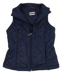 Tmavomodrá šušťáková zateplená jezdecká vesta TCM