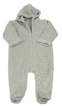 Šedá vzorovaná plyšová kombinéza s kapucí 