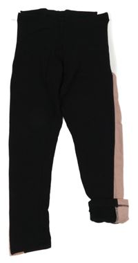 Černé thermo legíny s růžovým pruhem C&A