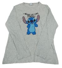 Šedé melírované triko se Stitchem Disney