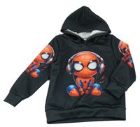 Čierna mikina so Spidermanem a kapucňou