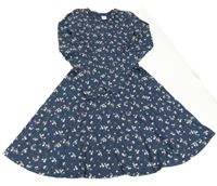 Tmavomodré květované bavlněné šaty C&A