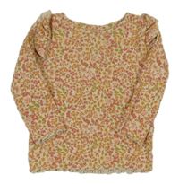 Béžovo-barevné květované žebrované triko Next