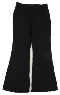 Čierne rebrované flare legíny shein