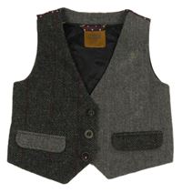 Tmavošedá vzorovaná vlněná společenská vesta Next