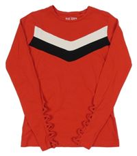 Červené triko s bílým a černým pruhem blue seven