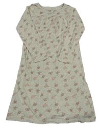 Béžovo-šedá melírovaná noční košile s kvítky Manguun