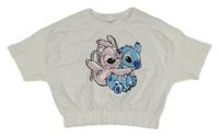 Biele crop teplákové tričko so Stitchem a Angel Disney