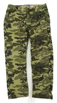 Kaki-zelené army plátenné nohavice