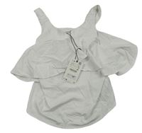 Biely crop top s volánikom Zara