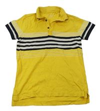 Žluto-bílo-černé polo tričko s pruhy Next