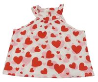Bílý crop top se srdíčky 