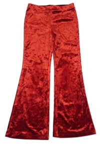 Červené sametové flare tepláky H&M