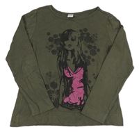 Khaki triko s dívkou Pocopiano