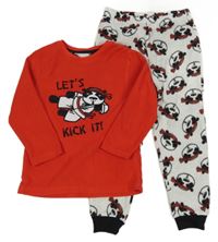 Červeno-sivé fleecové pyžama s pandami Primark