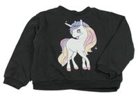 Tmavosivá mikina s jednorožcom H&M