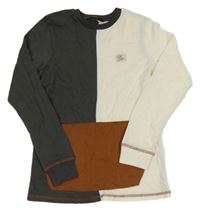 Smetanovo-antracitovo-hnědé triko s nášivkou George