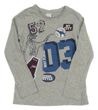 Šedé triko s čísly a diny C&A