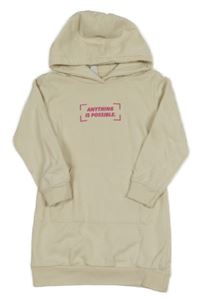 Smetanové teplákové šaty s nápisem a kapucí Topolino