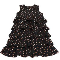 Čierno-ružové bodkovaná é vrstvené šaty Kiki&Koko