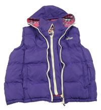 Fialová šušťáková zateplená vesta s logom a kapucňou Lee Cooper
