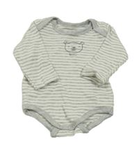 Bílo-šedé pruhované body s medvídkem Bornino