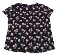 Čierno-ružovo-modré tričko s palmami C&A