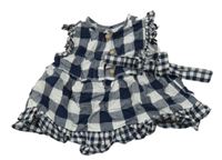 Černo-bílo-žlutý kostkovaný kraťasový overal Primark