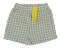 Nové - Světlezeleno-biele kockované kraťasy Shein
