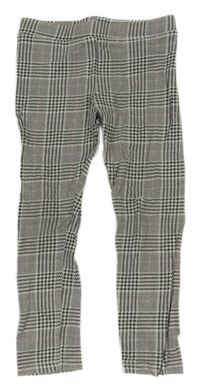 Bielo-čierno-ružové kockované legíny H&M