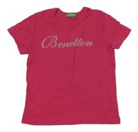 Fuchsiové tričko s logem Benetton