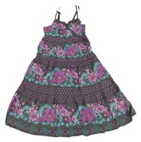 Sivo-fialovo-modré vzorované šaty s kvetmi H&M