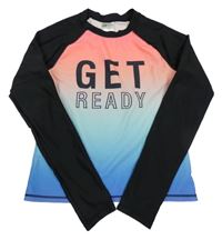 Černo-růžovo-modré UV triko s nápisem H&M