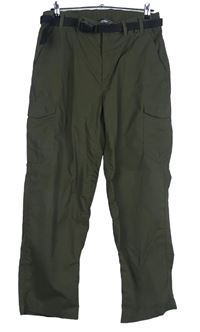 Pánske khaki šušťákové outdoorové nohavice s vreckami a opaskom Hi Gear vel. 34