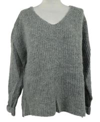 Dámský šedý vlněný svetr 