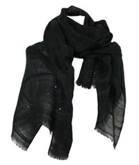 Dámská černá šála s flitry 