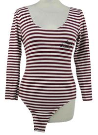 Dámske vínovo-biele pruhované body s nápisom Topshop