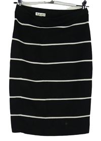 Dámska čierno-biela pruhovaná pletená púzdrová sukňa Reiss