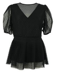 Dámská černá puntíkovaná tylová plisovaná halenka M&S